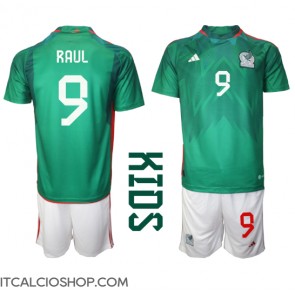 Messico Raul Jimenez #9 Prima Maglia Bambino Mondiali 2022 Manica Corta (+ Pantaloni corti)